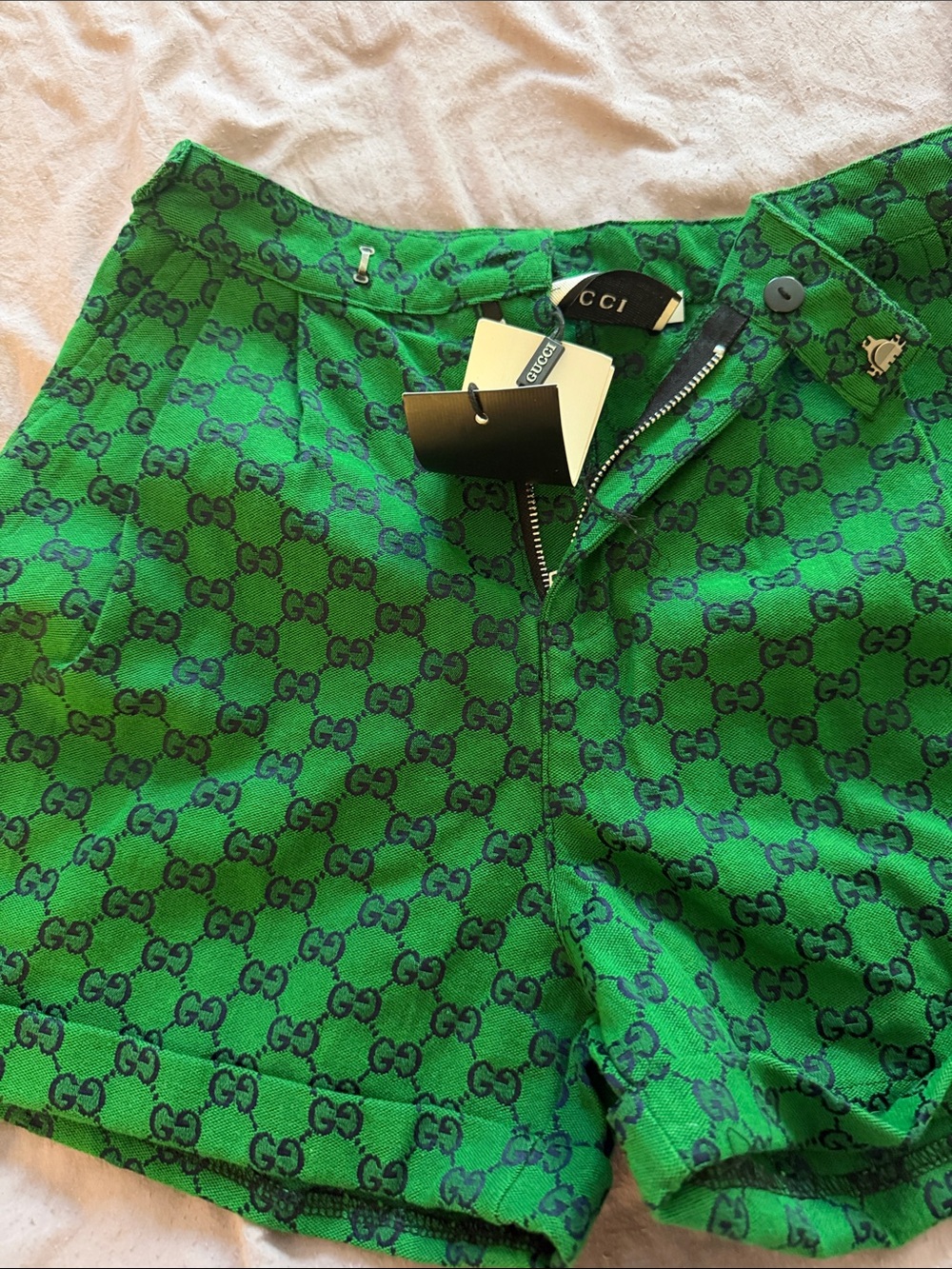 Gucci Green GG Monogram Men's Shorts - Picture 4 of 6
